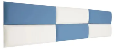 Obrázok produktu pre Sada 6 kusov nástenných panelov – polstrované panely na čelo postele – ochranné prvky na stenu – 180 x 40 cm – PVC a pena – modrá farba