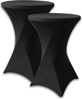 Produktbild von 2 Stück stehtisch hussen stehtische Elasthan Stretch Tischdecke, für Bistrotisch Ø 70-75 cm, Für runden Tisch Hochzeit Geburtstagsfeier Bankett Tischdekoration (70x110 cm, Schwarz)