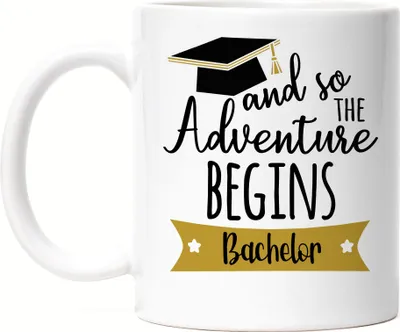 Produktbild von Bachelor Tasse And so the Adventure Begins Bachelorabschluss Geschenk Absolvent Studium