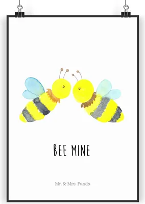 Produktbild von Mr. & Mrs. Panda Bild Biene Liebe DIN A5 - Weiß - Geschenk, Wanddekoration, drucke, Wandbild, wanddeko, Kunstdruck