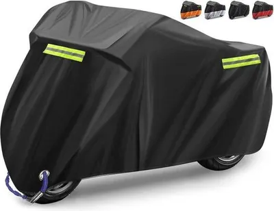 Image de Housse imperméable pour moto - Tissu Oxford - Housse pour moto - Intérieur et extérieur - Résistante aux UV, à la pluie et à la neige - Noir réfléchissant - 245 x 105 x 125 cm