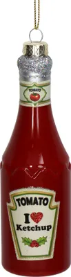 Produktbild von Christbaumschmuck Glas 14cm Ketchup Flasche Figur Rot
