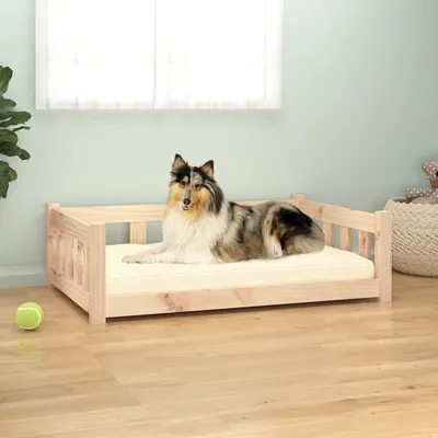 Image de The Living Store Lit pour chien 95.5x65.5x28 cm Bois massif de pin