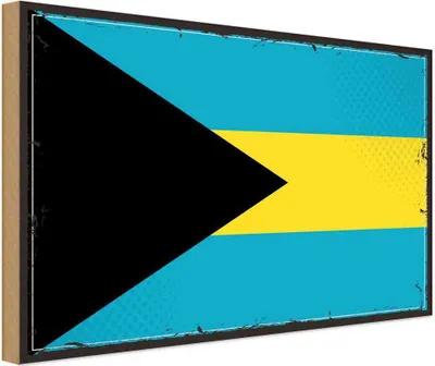 Produktbild von vianmo Holzschild 20x30 cm Bahamas Flagge Fahne Wappen
