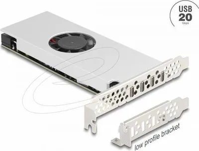 Produktbild von DeLOCK 90806, PCIe, USB Typ-C, Niedriges Profil, Silber, Aktiv, 1 Lüfter