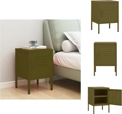 Immagine prodotto di vidaXL Comodino verde oliva 35x35x51 cm in acciaio - Comodini