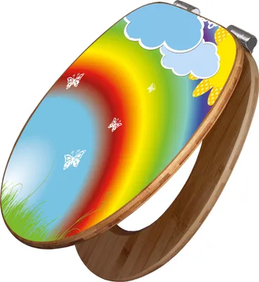 Produktbild von banjado Design WC Sitz Bambus Absenkautomatik -Regenbogen - Toilettendeckel mit Absenkautomatik Holz/hochwertiger Bambus Klodeckel/WC-Sitz für alle gängigen Toiletten [TDB2 10232]