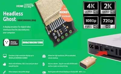 Produktbild von HDMI Blindstecker, HDMI 2.1 4K 120Hz virtueller Display-Emulator, Headless Ghost Display-Adapter