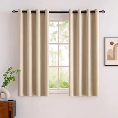 Imagen del producto de Omgoods - Cortinas opacas - Aislantes térmicos, juego de 2, color beige oscuro, 160x140 cm