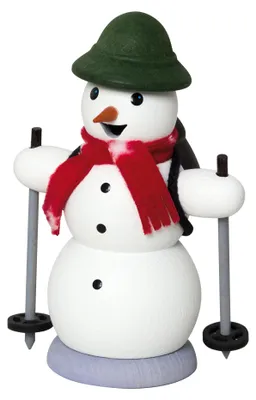 Produktbild von Drechslerei Kuhnert Räucherfigur - Schneemann als Schneewanderer ca. 13 cm - 35034