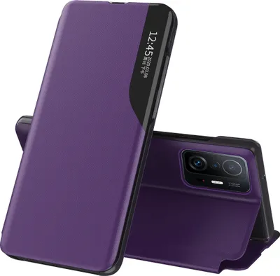 Produktbild von Xiaomi Mi 11T / Mi 11T Pro Hülle, Smart View Fenster Flip Stand Cover Kunstleder Schutzhülle für Xiaomi Mi 11T / Mi 11T Pro Lila