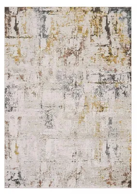 Image de Tapis de salon, motif abstrait en relief, moderne et résistant LYN51 OCRE