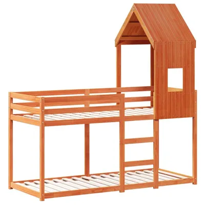 Produktbild von Etagenbett mit Dach Wachsbraun 90x200 cm Massivholz Kiefer