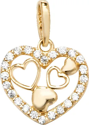 Produktbild von Atemberaubender 9 Karat (375) Gold Herz Damen - Anhänger mit Zirkonia - 15mm*11mm; TRS23709