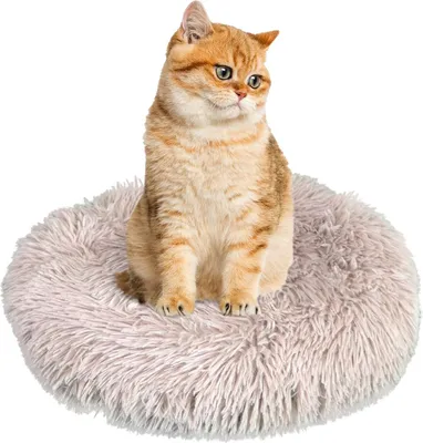Produktbild von Hundebett, Hundekissen in Leinenoptik, Hundekorb, erhöhte Ränder, rutschfeste Unterseite DIA 80 cm beige