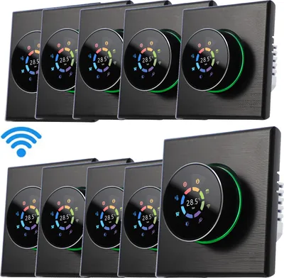 Produktbild von 10X WiFi Thermostat Digital LCD Raumthermostat Programmierbare Wandthermostat Unterputz Fußbodenheizung fuer 5A Warmwasserbereitung ,Tastensteuerung/Mobile APP/Sprachsteuerung Innenthermometer, Schwarz