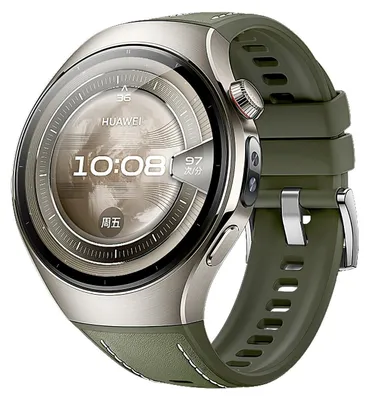 Image de Pour Huawei Watch 5 46mm de haute qualité en cuir hybride silicone bracelet de remplacement vert