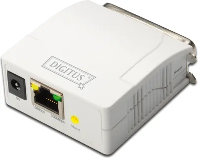 Produktbild von Digitus Fast Ethernet Print Server, Parallel, Weiß, LAN, Status, Taiwan, Ethernet-LAN, IEEE 802.3, IEEE 802.3u, 10,100 Mbit/s