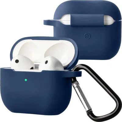 Produktbild von Silikonhülle mit Karabiner für AirPods 3, Bizon Case Headphone Silicone, Dunkelblau