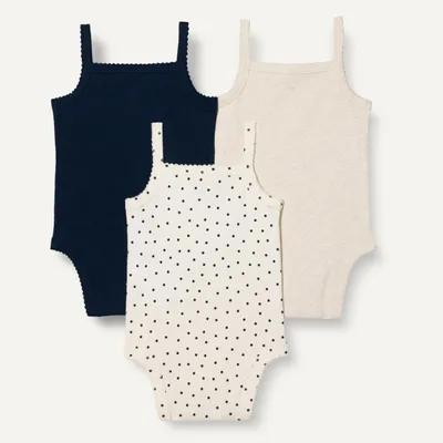 Produktbild von A. Essentials Baby - Mädchen Ärmellose Bodys, 3er-Pack, Haferbeige Meliert/M