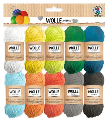 Wollset 100% Baumwolle, 10 Knäuel à 10 g/29 m, 10 Farben