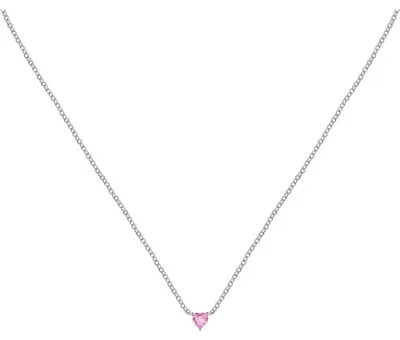 Produktbild von Silberne Halskette mit rosafarbenem Herz Silber LPS10AWV16