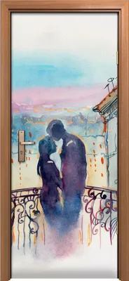 Produktbild von Türposter 80x200 cm Türaufkleber Türtapete Türfolie Klebefolie Architektur Verliebtes Paar Stadt