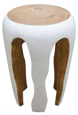 Obrázek produktu pro Casa Padrino boční stolek bílý / přírodní barvy 40 x v. 54,5 cm - Nábytek do obývacího pokoje