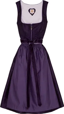 Produktbild von Emmi 2-teiliges Midi-Dirndl Kleid Dirndl Trachtenkleid Rocklänge 70cm, Farbe:Lila, Größe:40/L