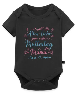 Produktbild von Spreadshirt Erster Muttertag | Alles Liebe Zum Ersten Muttertag Kurzarm Tages Baby Body, 74 (6-9 M.), Schwarz