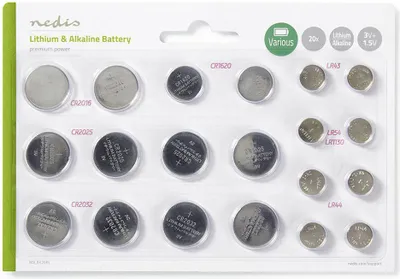Obrázek produktu pro Nedis Lithiové / alkalické knoflíkové baterie Multi Pack - 1,5 / 3 V DC - Alkalické / lithiové - CR1620 / CR2016 / CR2025 / CR2032 / LR43 / LR44 / LR54 - Počet baterií: 20 kusů - blistrová karta