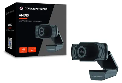 Image de Conceptronic AMDIS 1080P Full HD-Webcam mit Mikrofon - 2 MP - 1920 x 1080 Pixel - 30 fps - 1280x720@30fps,1920x1080@30fps - M-JPEG,YUV - Manuell (AMDIS01BNEUE VERSION)