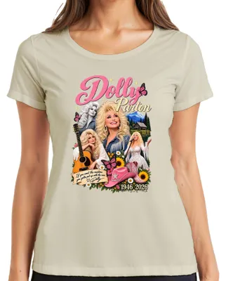 Zdjęcie produktu dla Dolly Parton, ikona country, piosenkarka, 1946-2026, koszulka damska "Rainbow Nashville", kolor: naturalny, rozmiar: XL