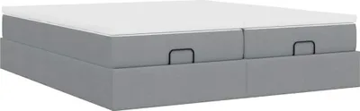 Produktbild von Ottoman-Bett mit Matratzen Hellgrau 160x200 cm Stoff