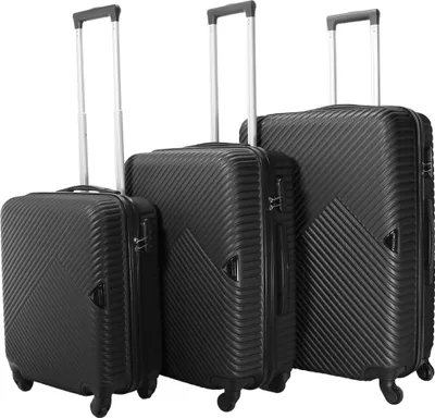 Produktbild von VERTICAL STUDIO "Uppsala" Koffer 3er-Set (20"/24"/28"), 4 Rollen, 3-stelliges Zahlenschloss, Teleskopgriff, platzsparend stapelbar schwarz | VS-65