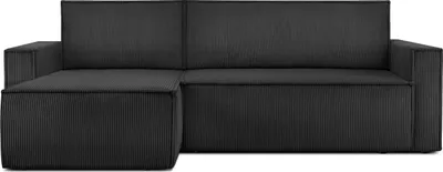 Produktbild von KONSIMO Linke/rechte Ecksofa mit Schlaffunktion mit Armlehnen "NAPI", Dunkelgrau, Cordstoff, Loft, 246x89x148cm