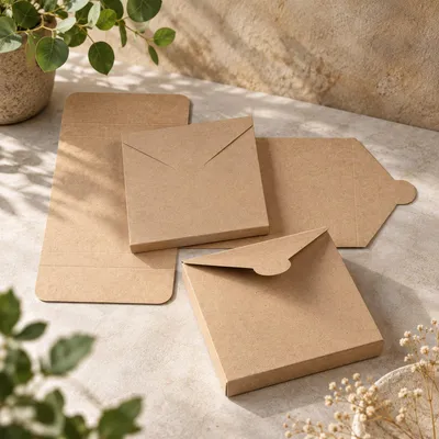 Imagen del producto de Caja plegable «Mailer 125», 125 x 125 x 15 mm, marrón, cartón kraft - paquete de 10 unidades