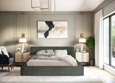 Produktbild von Polsterbett Doppelbett OMAHA 160x200cm Komplettset in Stoff Macau Grün