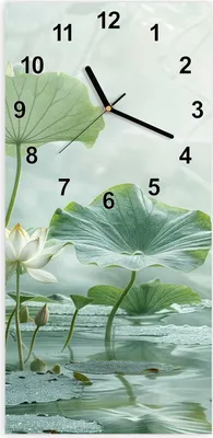 Produktbild von Wanduhr aus Glas mit Motiv Lotusteich- 30 x 60 cm - inkl. Aufhängesystem