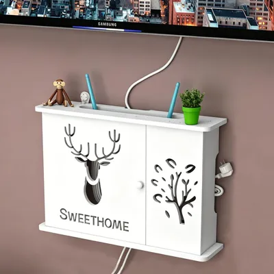 Produktbild von WIFI Aufbewahrungsbox Wand, Wall Mounted Router Cabinet Kein Bohren Erforderlich Router Verkleidung Wlan Box Schrank Router Schrank Wandmontage,47x27x9cm,Gruen
