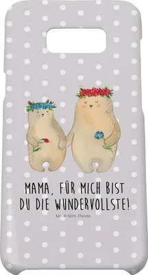 Produktbild von Mr. & Mrs. Panda Samsung Galaxy S8 plus Handyhülle  Bären mit Blumenkranz - Grau Pastell - Geschenk, Handy Case, Mutti, Hülle, Cover, Familie, Mama, Muttertag