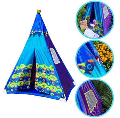 Zdjęcie produktu dla Duży Namiot Dla Dzieci Teepee Tipi Domek Stabilny Niebieski
