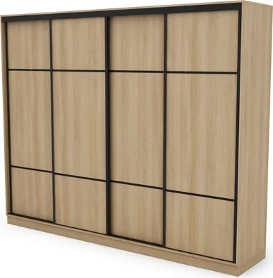 Zdjęcie produktu dla Meblast | szafa 4D/300; dąb Lindberg (z czarnymi okuciami) - okucia Premium | nowoczesna, elegancka