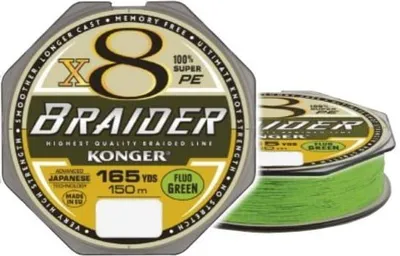 Produktbild von Konger Braider X8 Geflochtene Angelschnur Fluo 0.14mm 150m