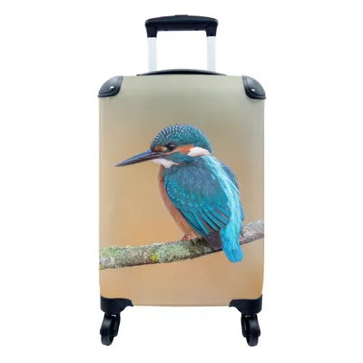Produktbild von MuchoWow® Koffer Handgepäck Trolley Rollkoffer Kleine Reisekoffer mit 4 Rollen - Vogel - Eisvogel - Tiere - Zweig - Cabin Size < 55x40x23 cm & 55x40x20 cm - Fotokoffer - Kabinenkoffer - Boardgepäck - Reise-Box - Reisekoffer - Reisegepäck - Koffer mit Bild - Trolley für Kinder