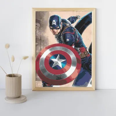 Zdjęcie produktu dla MALOWANIE PO NUMERACH Obrazy do malowania - Kapitan Ameryka Marvel 40x50 cm