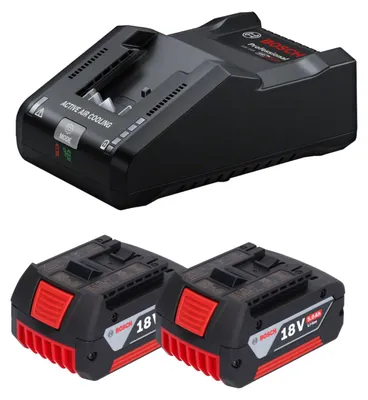Productafbeelding van Bosch Startset 2x GBA 18 V / 5 Ah / 5000 mAh Li-Ion accu ( 2x 1600A002U5 ) + GAL 18V-160 Professionele lader ( 1600A02T5G )