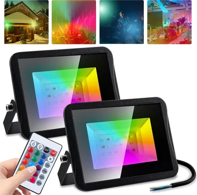 Zdjęcie produktu dla Fiqops 2 x 30W naświetlacz RGB IP67 zewnętrzny zmieniający kolor naświetlacz zewnętrzny
