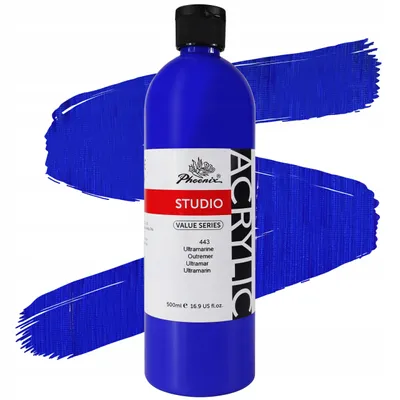 Produktbild von Phoenix Acrylfarbe 500ml – 443 Ultramarin (Ultramarine) – Künstlerfarbe Studio-Qualität – Hohe Deckkraft – Für Leinwand, Holz & Steine