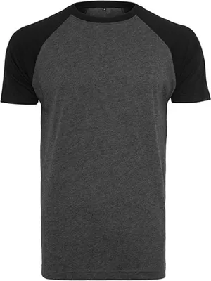 Produktbild von Build Your Brand - Raglan Contrast Tee - Charcoal (Heather) - XL